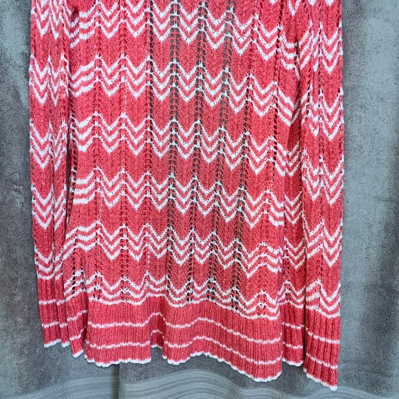 ❤️BCBGMAXAZRIA Women Open Knit Chevron Collared Cardigan Sz L Open Front - Picture 7 of 13